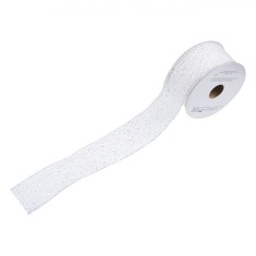 Panglică Decorativă Crăciun Plasă Albă Irizantă 5mx38mm