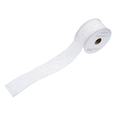 Panglică Decorativă Crăciun Plasă Albă Irizantă 5mx38mm foto