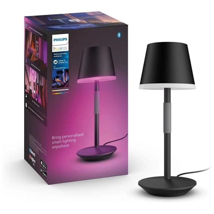 Lampa LED RGB Philips Hue Go, Bluetooth, cu acumulator, 6W,