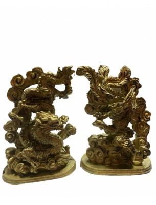 Set 2 Dragon cu perla nemuririi și Pasărea Phoenix 13 cm foto