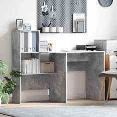vidaXL Birou cu raft Gri beton 131.5 x 50 x 106.5 cm Lemn compozit 869301