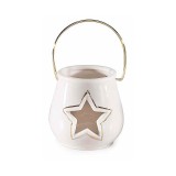 Candela Craciun Steluta portelan alb auriu 8x13.5 cm