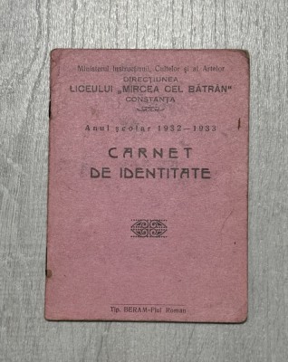 Document scolar interbelic pentru anul 1932-1933 foto