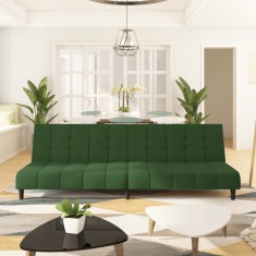 vidaXL Canapea extensibilă cu 2 locuri, verde &icirc;nchis, catifea