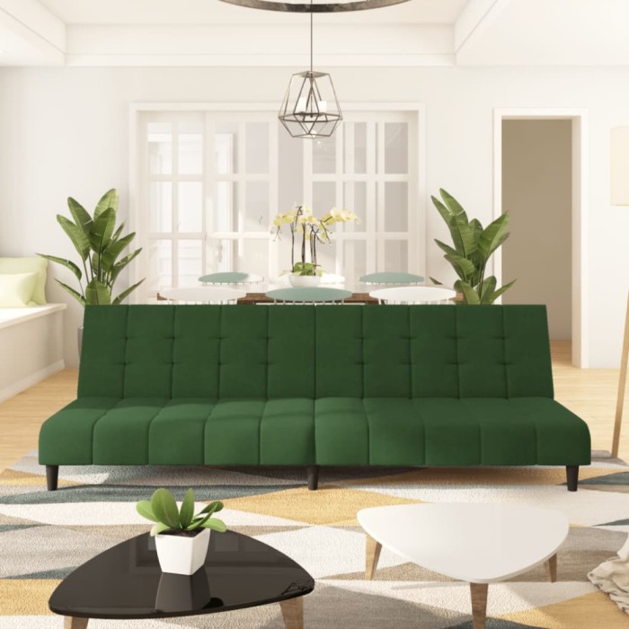Gossi canapea extensibila cu 2 locuri, verde inchis, catifea