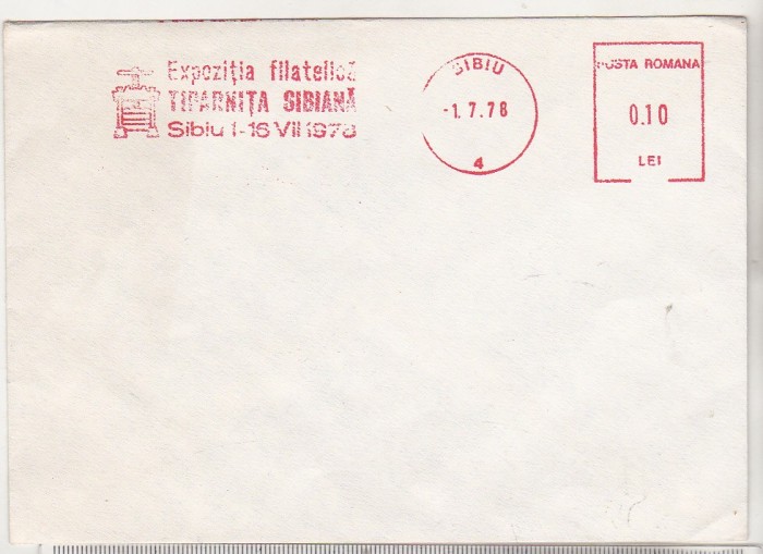 bnk fil Plic Expofil Tiparnita sibiana 1978 - marca de automat bnk fil Plic Expofil Tiparnita sibiana 1978 - marca de automat
