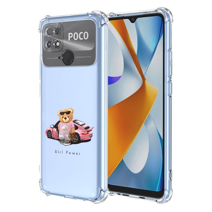 Husa antisoc pentru xiaomi poco c40, airbag pro, transparent, girl power