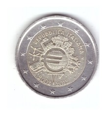 Moneda 2 euro Italia 2012 10 ani de la introducerea euro, stare buna, curata