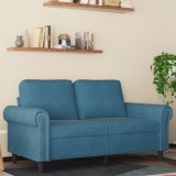 vidaXL Canapea cu 2 locuri, albastru, 120 cm, catifea
