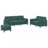 Cumpara ieftin Set canapea cu perne, 3 piese, verde inchis, catifea