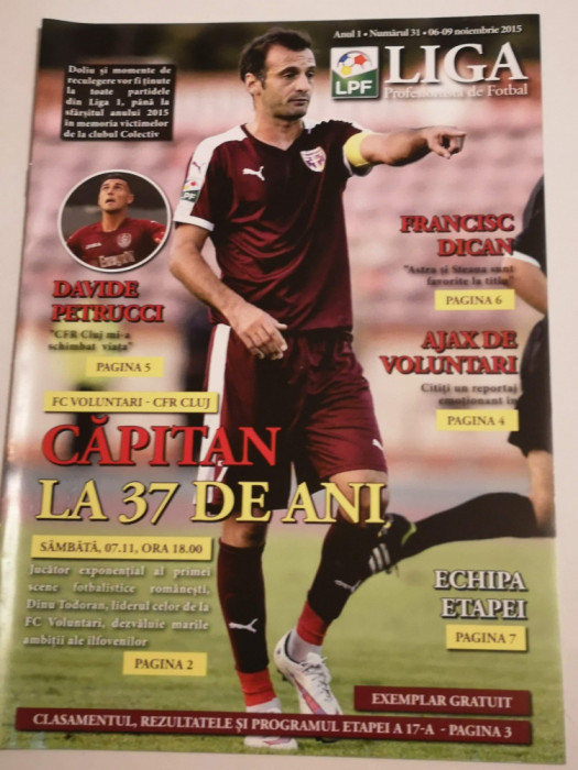 Program fotbal LPF nr. 31 (06-09.11.2015) FC VOLUNTARI-CFR CLUJ