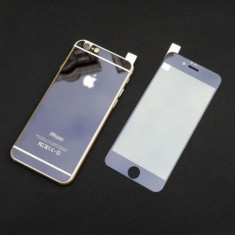 Folie Sticla iPhone 6 Plus iPhone 6s Plus Tuning Negru Oglinda Fata+Spate Tempered Glass Ecran Display LCD
