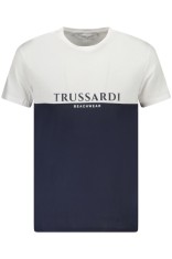 Trussardi Tricou barbati, cu imprimeu, Regular fit, Alb si bleumarin (Marime: M) foto