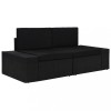 Canapea modulara cu 2 locuri, negru, poliratan, DKD Home Decor