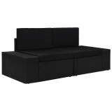 Canapea modulara cu 2 locuri, negru, poliratan GartenMobel Dekor, vidaXL