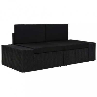 vidaXL Canapea modulară cu 2 locuri, negru, poliratan foto