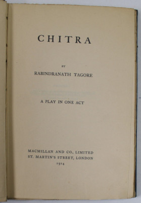 CHITRA by RABINDRANATH TAGORE , A PLAY IN ONE ACT , 1914 foto