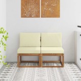 vidaXL 2 Bucată Canapea Medie pentru Exterior Lemn Solid de Acacia 900459