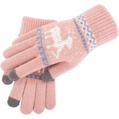 Manusi de dama, flippy, model ren, functie touchscreen (ecran tactil), material acril tricotat, manseta elastica, interior catifelat, marime universal