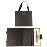 Set cadou stilou grafit/argintiu + agenda mate A6 Cresco Elegant Premium 850061-1, cutie neagra magnet