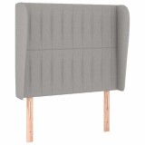 Cumpara ieftin Tablie de pat cu aripioare gri deschis 83x23x118/128 cm textil