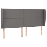 Cumpara ieftin Tablie de pat cu aripioare gri 183x23x118/128 cm piele eco