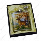 Set cadou pentru barbati &ndash; Plosca cu palnie &ndash; Design cu cerb