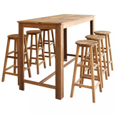 vidaXL Set masă și scaune de bar, 7 piese, lemn masiv de acacia foto