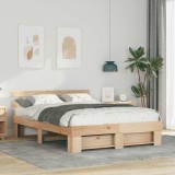 Cadru de pat cu headboard Maro 140 x 200 cm Lemn de brad solid