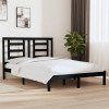 Cadru de pat dublu, negru, 135x190 cm, lemn masiv de pin GartenMobel Dekor, vidaXL