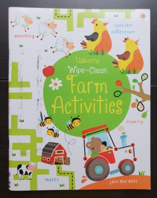 Usborne Wipe-Clean FARM ACTIVITIES: counting, mazes, spot the difference , drawing, join the dots foto