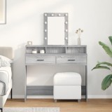 Masă de toaletă vidaXL cu lumini LED Gri Sonoma 100x41x140 cm