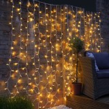 Instalatie craciun, tip perdea, ip44, 6 m x 3 m, 480 led-uri, alb cald, cu 8 jocuri de lumini, 31 v, 9w, interconectabila, prelungitor 3 m inclus, fir, Flippy