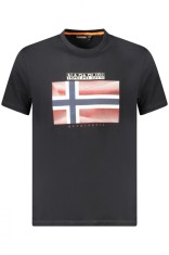 Napapijri Tricou din bumbac barbati, cu imprimeu cu logo, Regular Fit, Negru, S