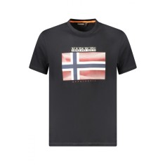 Napapijri Tricou din bumbac barbati, cu imprimeu cu logo, Regular Fit, Negru, S