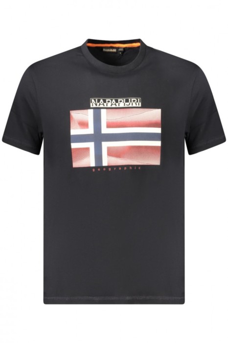Napapijri Tricou din bumbac barbati, cu imprimeu cu logo, Regular Fit, Negru, S