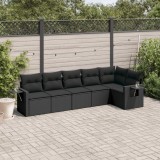 Cumpara ieftin Set mobilier de grădină cu perne, 6 piese, negru, poliratan