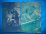 HOPCT 1652 CUPLU-ROMANTICA-FRANTA--LOT 2 CARTI POSTALE VECHI-CIRCULATE, Circulata, Printata