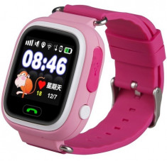 Ceas Smartwatch copii cu GPS iUni Q90, Touchscreen, Telefon incorporat, Buton SOS, Roz foto