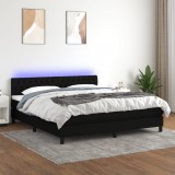 Cumpara ieftin Pat cu arcuri, saltea și LED, negru, 180x200 cm, textil