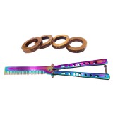 Cumpara ieftin Set Briceag Fluture Rainbow + Rozeta Extensibila IdeallStore&reg;, Otel, 22cm, Vanatoare, Multicolor, Lama 10cm, Durabil