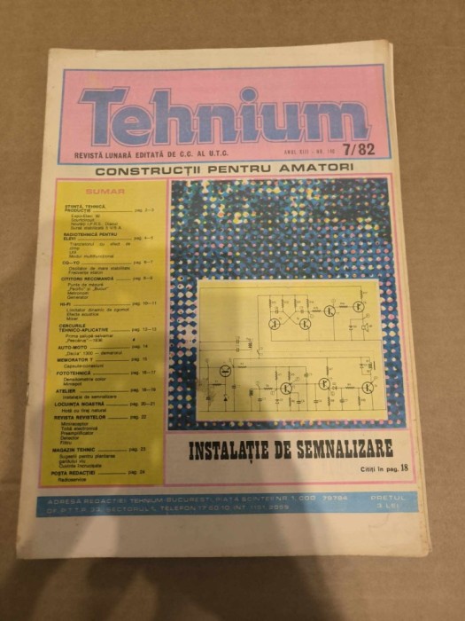 Revista Tehnium Nr 7 - (140 ) - anul 1982 - Instalatie de semnalizare