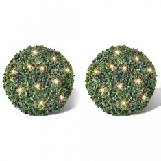 vidaXL Arbu?ti ornamentali artificiali, 27 cm cu LED-uri solare, 2 buc foto