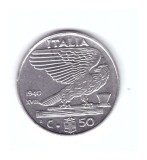 Moneda Italia 50 centesimi 1940, magnetica, stare foarte buna, curata