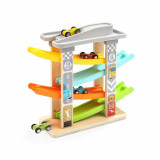 Rampa etajata cu masinute de curse PlayLearn Toys, Topbright