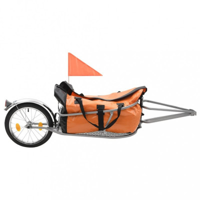 Remorca de bicicleta pentru bagaje cu sac, portocaliu si negru foto