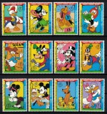 Timbre Tanzania 1992 - Disney, Serie Completa + Colite MNH, Personaje Disney, Colectie Timbre Straine