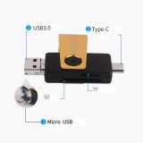 CARDRW OTG 3IN1 USB3.1 USB3.0 UUSB SD+TF MAX.256GB, Oem