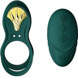 Inel vibrator pentru penis ZALO BAYEK, control prin telecomandă, 8 funcții de vibrație, din silicon moale, verde smarald