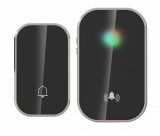 Sonerie fara fir si fara baterie 1 transmitator - comutator cinetic (1 buton) si 1 receptor negru ( 1 sonerie) la priza , IP44, Omu System